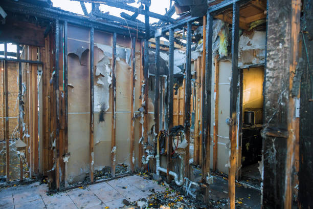 Professional Fire Damage Restoration technician working in Lake Odessa, MI